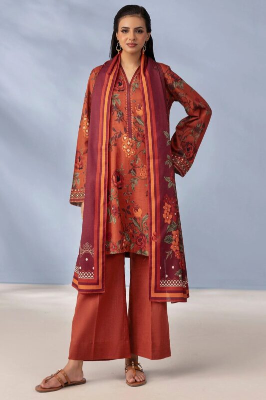Digital Printed Khaddar Shirt Digital Printed Khaddar Dupatta Dyed Khaddar Trouser
