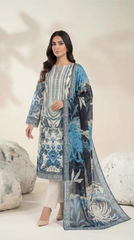 ZAR040-DIGITAL PRINTED COTTON LAWN  3 PIECE