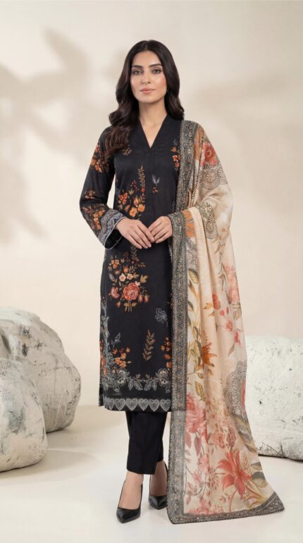 ZAR041-DIGITAL PRINTED COTTON LAWN  3 PIECE