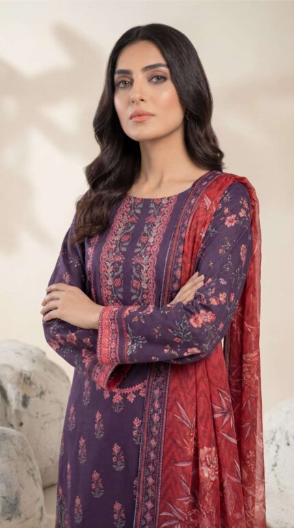 ZAR032-DIGITAL PRINTED COTTON LAWN  3 PIECE