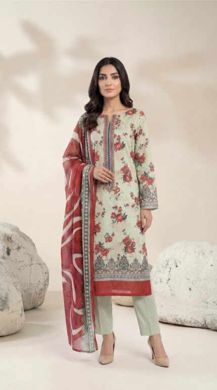 ZAR035-DIGITAL PRINTED COTTON LAWN  3 PIECE