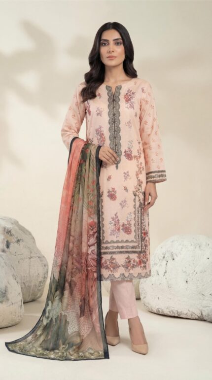 ZAR036-DIGITAL PRINTED COTTON LAWN  3 PIECE