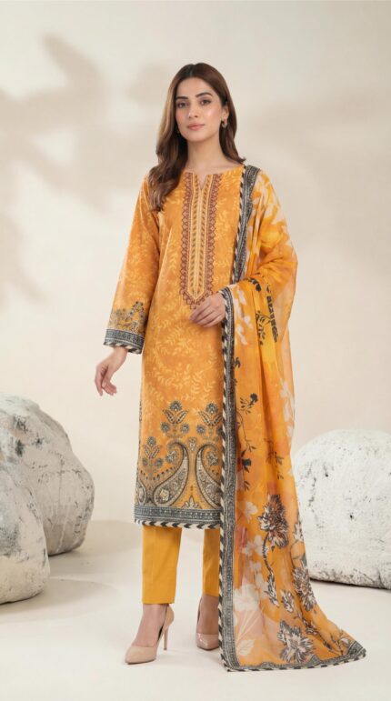 ZAR037-DIGITAL PRINTED COTTON LAWN  3 PIECE