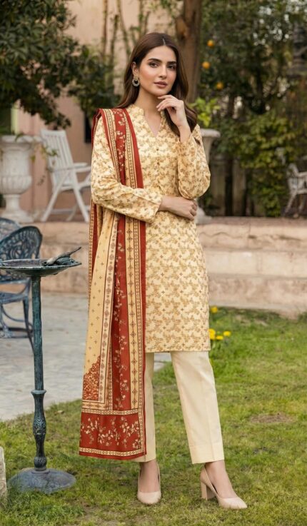 ZAR046-DIGITAL PRINTED COTTON LAWN  3 PIECE