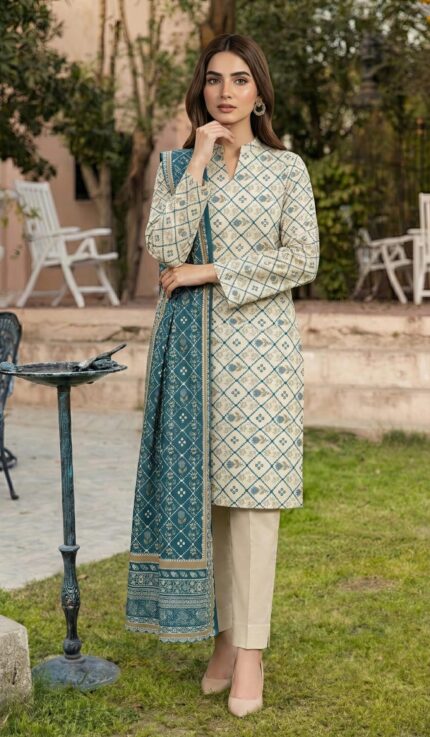 ZAR049-DIGITAL PRINTED COTTON LAWN  3 PIECE