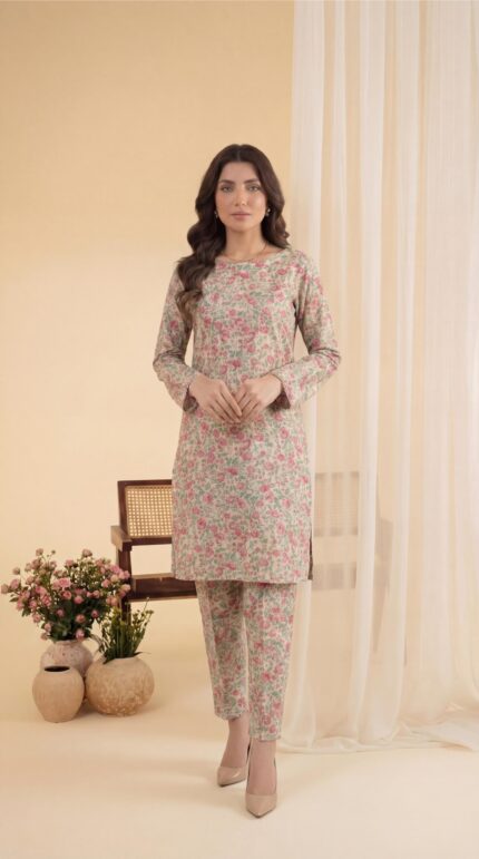ZAR079-DIGITAL PRINTED COTTON LAWN  2 PIECE