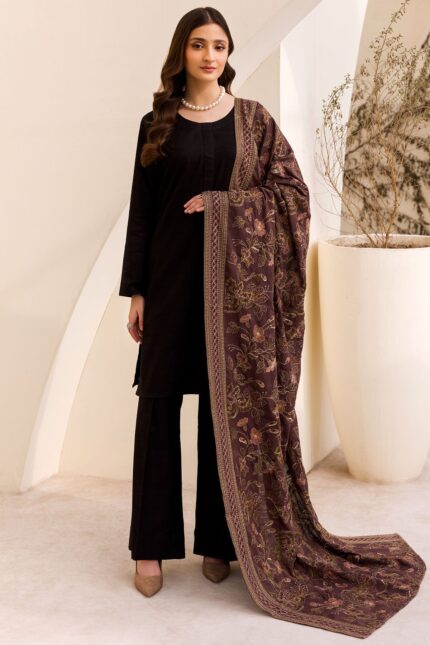 4513-LIHA EMBROIDERED KHADDAR SHAWL