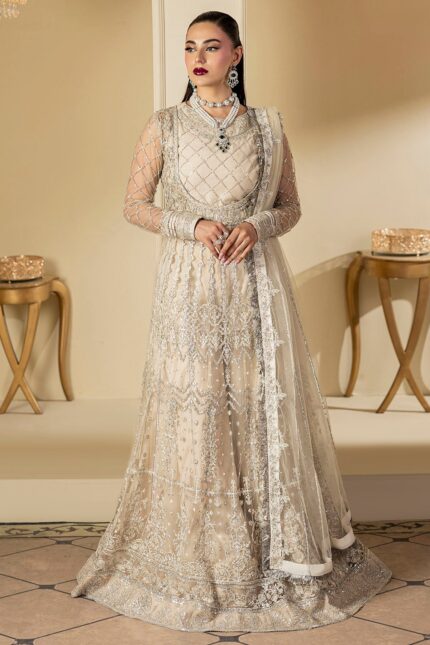 5131-DOVE EMBROIDERED SILK NET STITCHED