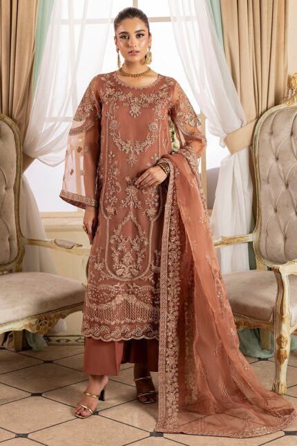 5136-JOURNEE EMBROIDERED ORGANZA UNSTITCHED