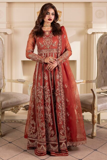 5139-BRANDY EMBROIDERED ORGANZA UNSTITCHED