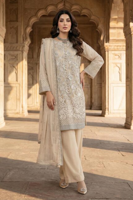 5347-ZOE EMBROIDERED SILK NET STITCHED