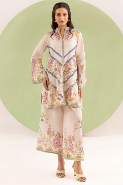 5617-CORAL DIGITAL PRINTED CAMBRIC STITCHED