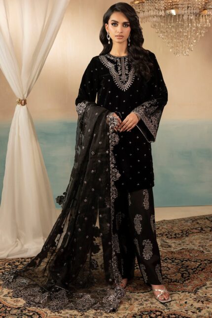 5670-KATIE EMBROIDERED VELVET STITCHED