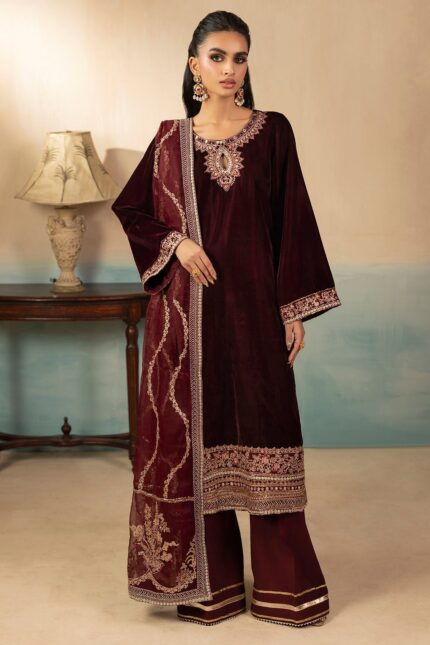 5672-ELSIE EMBROIDERED VELVET STITCHED