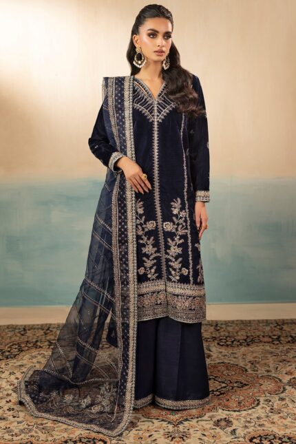 5675-WILLA EMBROIDERED VELVET UNSTITCHED