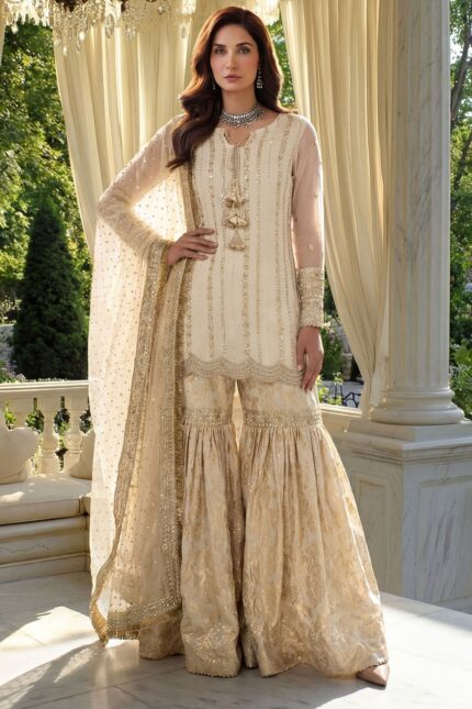MOTIFZ  5752-ROSE EMBROIDERED CRINKLE CHIFFON STITCHED