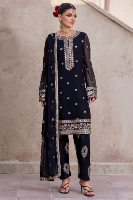 MOTIFZ  5759-AILAINA EMBROIDERED CRINKLE CHIFFON STITCHED