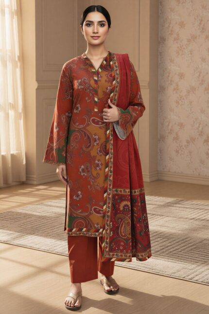 5761-RAHAB DIGITAL PRINTED KHADDAR STITCHED