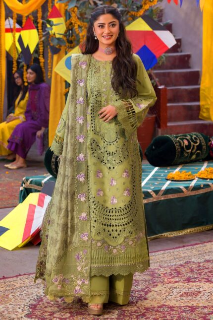5932-NISA EMBROIDERED LAWN STITCHED