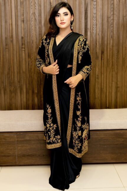 0099-BLACK-JEWEL HAND EMBELLISHED SILK STITCHED